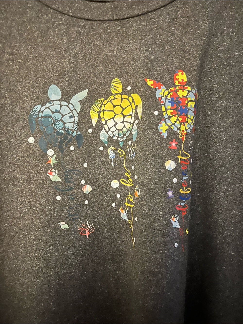 It's Ok To Be Different Graphic T with Colorful Sea Turtle. Autistim Awareness